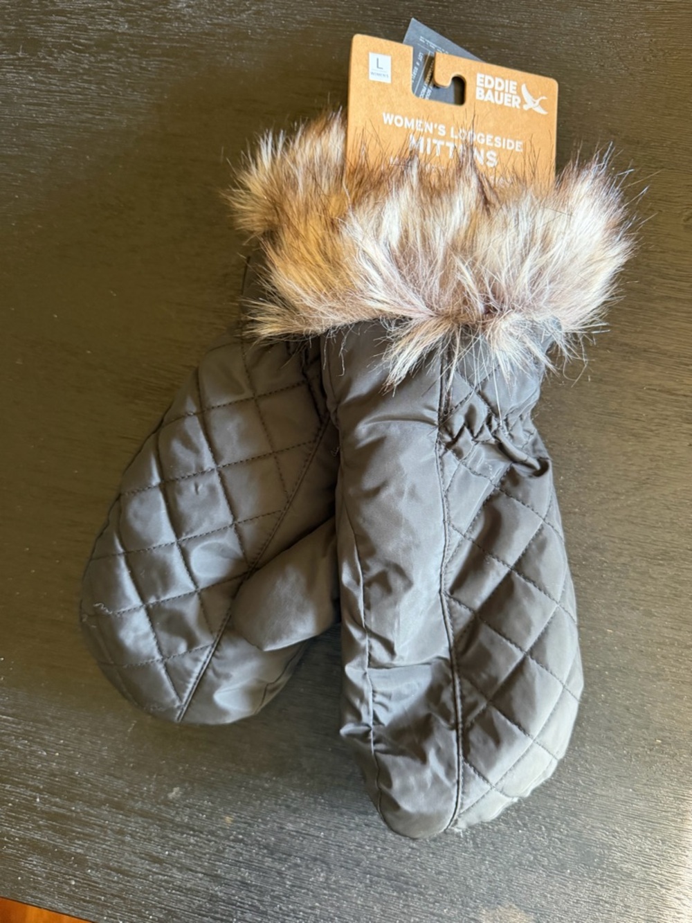 Eddie Bauer Women's women’s lodgeside Mittens with Faux-Fur Trim - Brown
